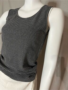 Ellen Tracy Charcoal and Black Striped Tank S
